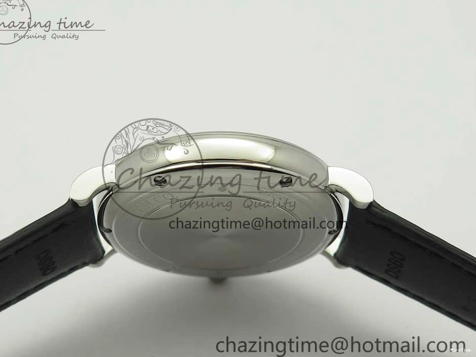MIROTIME 0808 Portofino Automatic SS FKF 1:1 Best Edition White Dial RG Markers on Black Leather Strap A Stretchable 7141